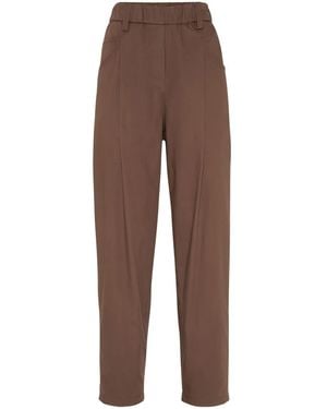 Brunello Cucinelli Straight Trousers With Monili Detail - Brown