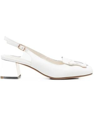 Linda Baumann Buckle-Detail Slingback Court Shoes - White