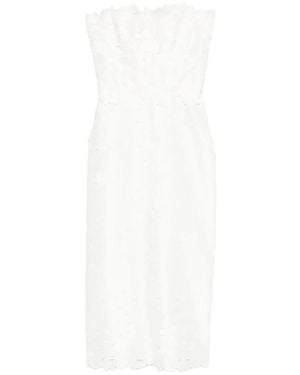 Costarellos Lace Strapless Midi Dress - White