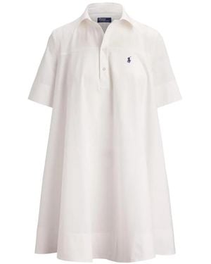 Polo Ralph Lauren A-Line Mini Shirt Dress - White