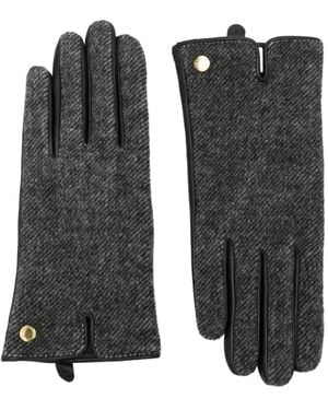 Barbour Tweed-Effect Leather-Trim Gloves - Black