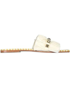 De Siena Shoes Fringed Studded Sandals - White
