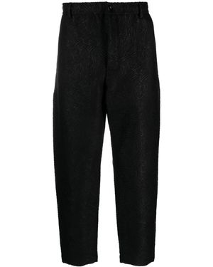 4SDESIGNS Patterned-Jacquard Tapered Trousers - Black