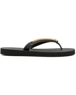Stella McCartney Falabella Chain-Embellished Flip Flops - Black