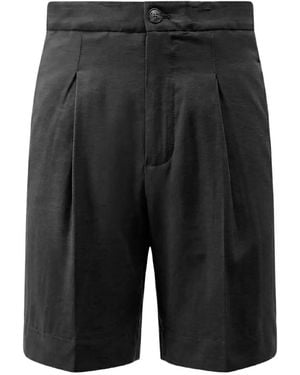 Hevò Torre Lapillo Pleated-Front Tailored Shorts - Black