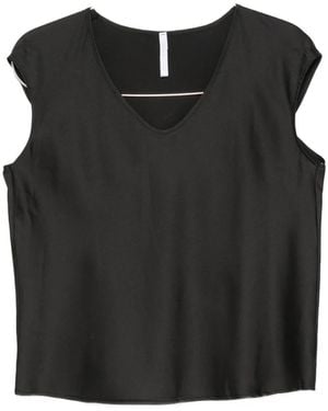 Imperial V-Neck Sleeveless Blouse - Black
