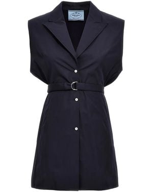 Prada Popeline-Weste mit Gürtel - Blau