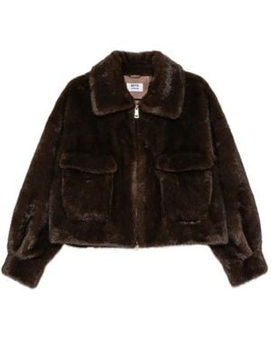 Betta Corradi Faux-Fur Flap-Pockets Jacket - Black