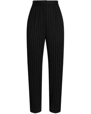 Dolce & Gabbana Pinstripe Wool Trousers - Black