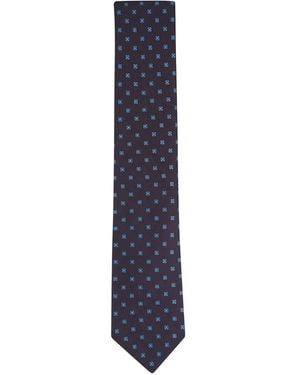 Canali Geometric-Pattern Silk Tie - Blue