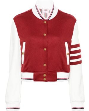 Thom Browne 4-Bar Stripes Varsity Jacket - Red