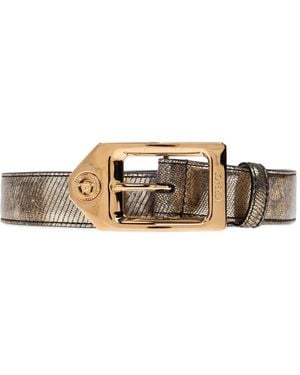 Versace Medusa Biggie Lizard-Effect Belt 3Cm - Metallic