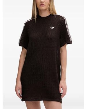 adidas Crochet-Knit Logo-Embroidered Mini Dress - Black