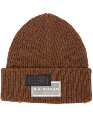 MM6 by Maison Martin Margiela Ribgebreide Muts - Bruin