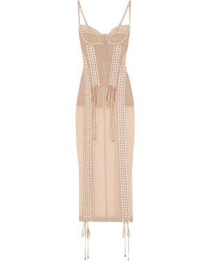 Dolce & Gabbana Light Tulle Calf-Length Slip Dress With Corset Details - White