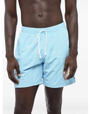 Nike Logo-Print Drawstring Swim Shorts - Blue