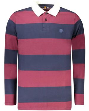 Timberland Striped Long-Sleeved Polo Shirt - Red