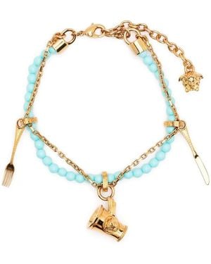 Versace Bracciale Di Perline Medusa Con Posate - Metallizzato