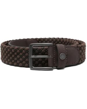 Paul & Shark Woven Leather Belt - Gray