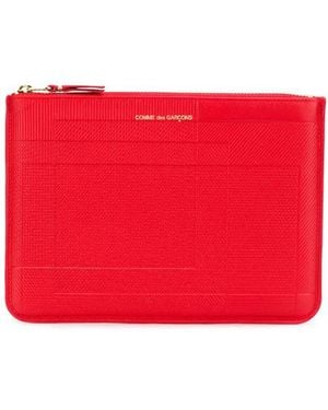 Comme des Garçons Line-Pattern Wallet - Red