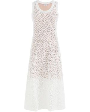 Brunello Cucinelli Dazzling Abstract Leaf Knit Dress - White