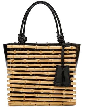 Ermanno Scervino Mini Maggie Bamboo-Panel Tote Bag - Black