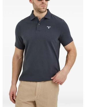 Barbour Logo-Embroidered Piqué Polo Shirt - Blue