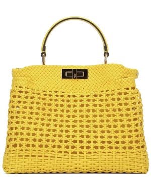 Fendi Mittelgroße Peekaboo Schultertasche - Gelb