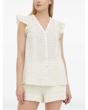 Bruuns Bazaar Eyelet Ruffled Shirt - White