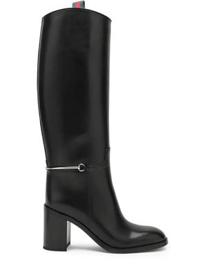 Gucci 85Mm Horsebit-Detail Leather Boots - Black