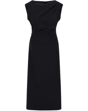 Herno Robe Mi-Longue Drapée À Col V - Noir