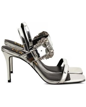 Versace Jeans Couture Embelished-Buckle Strappy Sandals - White