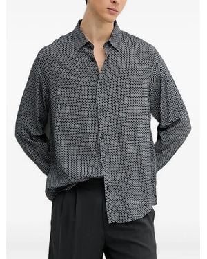 ARMANI EXCHANGE Long-Sleeves Geometric-Print Shirt - Grey
