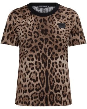 Dolce & Gabbana Leopard-Print T-Shirt - Brown