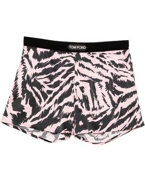Tom Ford Tiger-Print Logo-Patch Boxers - White
