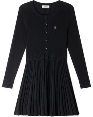 Sandro Pleated Knitted Mini Dress - Black