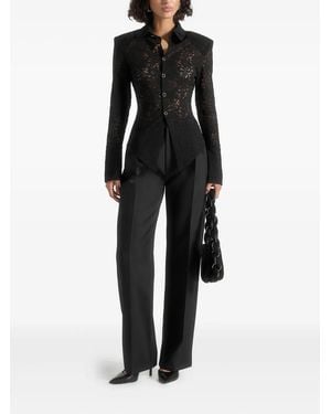 Manière De Voir Sila Wide Shoulder Lace Angled Shirt - Black