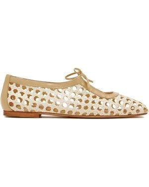 Andrea Gomez Woven Lace-Up Ballet Flats - White