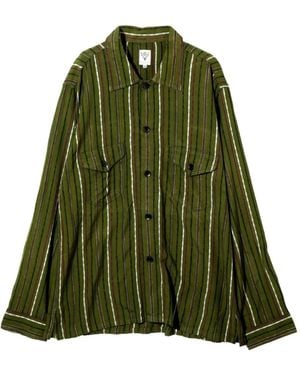 South2 West8 Striped pocket shirt - Verde