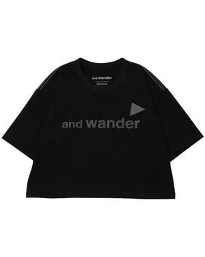 and wander Logo-Print Cropped T-Shirt - Black