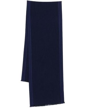 ZEGNA Striped frayed scarf - Azul