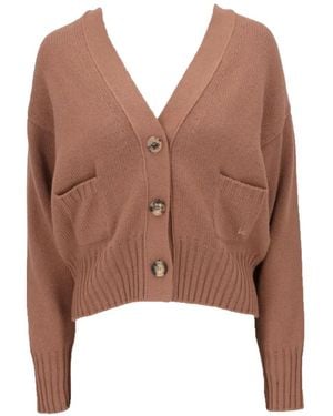 Isaia Button-Up Patch-Pocket Cardigan - Brown