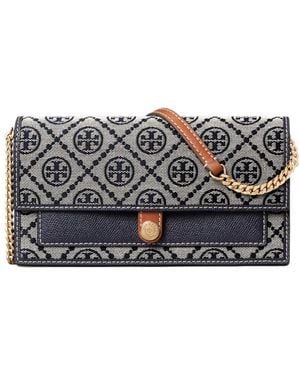 Tory Burch T Monogram Chain Wallet - Gray