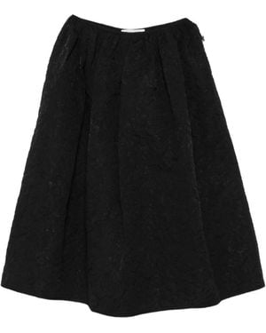 Cecilie Bahnsen Falda Midi Bala Floratini De Matelassé - Negro