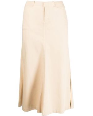 Ralph Lauren Low-Rise Cotton Midi Skirt - Natural