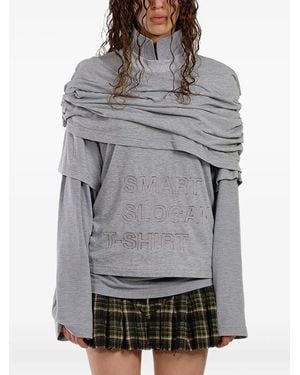 Natasha Zinko ドレープ ロングtシャツ - グレー