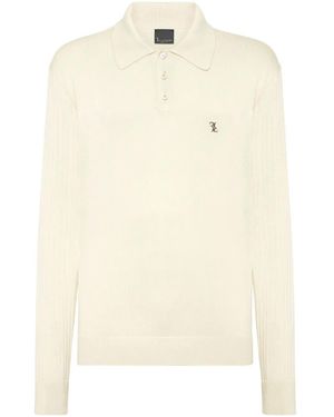 Billionaire Logo-Plaque Polo Shirt - Natural
