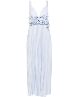 P.A.R.O.S.H. Floral-Appliqué Pleated Gown - White