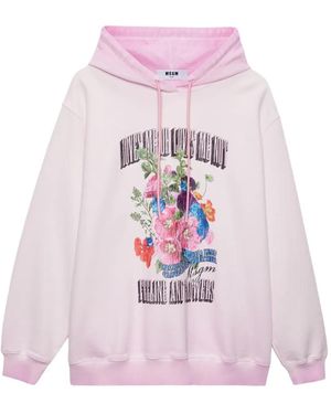 MSGM Hoodie À Fleurs - Pink