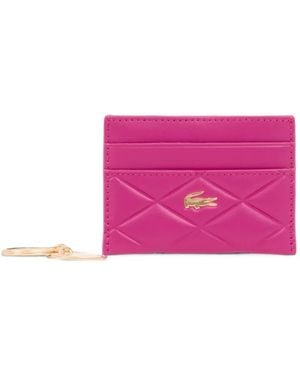 Lacoste Quilted Leather Card Holder - Pink